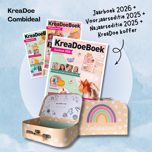 KreaDoe Jaarboek 2026 + Lentefestival Koffer + Voorjaarseditie '25 + Najaarseditie '25