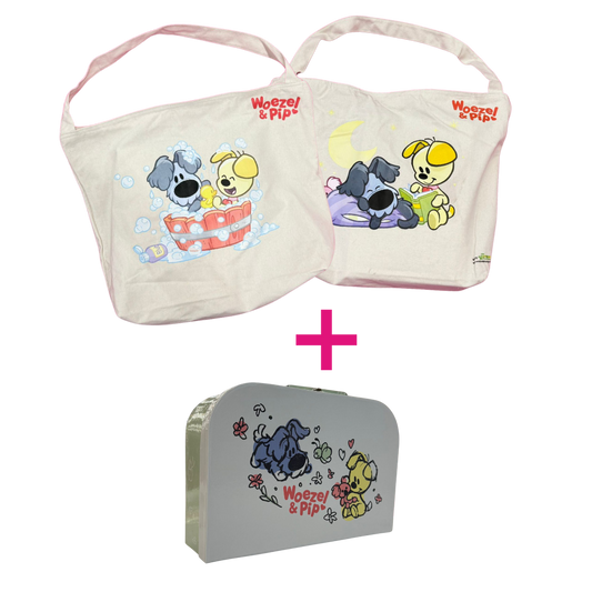 Woezel & Pip Shopper + Koffer Groen